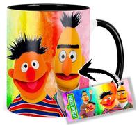 MasTazas Sesame Street Bert And Ernie Taza Interior y Asa Negra Ceramica Mug