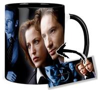 MasTazas The X-Files David Duchovny Gillian Anderson B Taza Ceramica Interior y Asa Negra