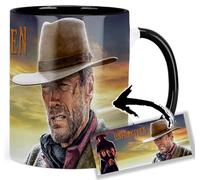 MasTazas Unforgiven Clint Eastwood Morgan Freeman Gene Hackman Taza Interior y Asa Negra Ceramica Mug
