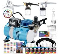 Master Airbrush KIT-SP19-20 Art Airbrushing System Paint Kit with Standard Compressor (11 Items) by