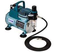 Master Airbrush Modelo TC-40 Cool Runner Compresor de aerógrafo profesional de alto rendimiento de pistón único con 2 soportes, regulador, filtro de trampa de agua y manguera de aire