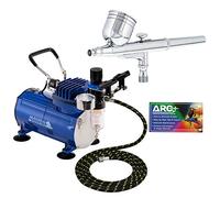 Master Airbrush Multi-Purpose Gravity Feed Dual-Action Airbrush Kit with 6 Foot Hose and a Powerful 1/5hp Single Piston Quiet Air Compressor by