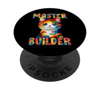 Master Builder Block Building Toy Kids Girls Cat Lover PopSockets PopGrip Adhesivo