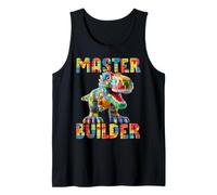 Master Builder Dino Bricks Blocks Play Toys T-Rex Dinosaur Camiseta sin Mangas