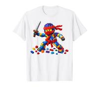 Master Builder Ninja Building Blocks Brick Builders Toys Kid Camiseta gráfica económica, Hombre, Blanco, S