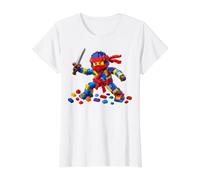 Master Builder Ninja Building Blocks Brick Builders Toys Kid Camiseta gráfica económica, Mujer, Blanco, S