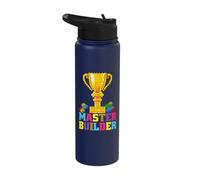 Master Builder Trophy Block Building Brick Builder para niños Stainless Steel Insulated Water Bottle