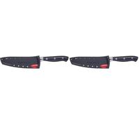 Master Class Cuchillo Santoku, Cuchillo Santoku Autoafilable de Acero Inoxidable Edgekeeper, 12cm (5"), Envasado en Almeja, Negro (Paquete de 2)