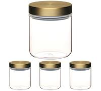 Master Class Tarro de cristal hermético con tapa de latón, 700 ml (1,25 pts) (Paquete de 4)