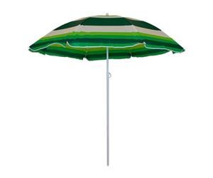 Master Grill&Party Sombrilla de 180 cm de diámetro, sombrilla de playa, sombrilla para balcón, Rayas blancas y verdes, L