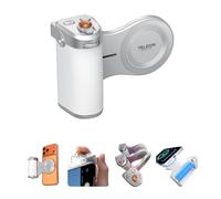 Master Grip para iPhone 17 16 15 14 13 12 (iOS 26), Agarre Magnético para Cámara para Teléfono, Pro Shot Imaging Grip Batería Integrada de 3200 mAh, Carga IInalámbrica(Blanco + Plata)
