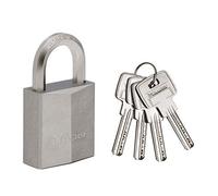 Master Lock 1145PEURD Candado Latón Macizo Niquelado y Arco Hexagonal, Grigio, 7,8 x 6 x 1,2 cm
