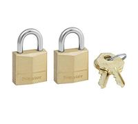 Master Lock 120EURT Envase de 2 Candados Pequeños de Ancho con Cuerpo de Latón Macizo, Dorado, 3.4 x 2 x 1 cm