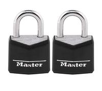 Master Lock 121T Candado, Bloqueo de Aluminio Cubierto, Negro, 2 Count (Pack of 1)