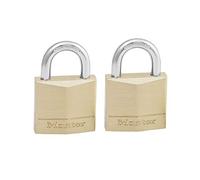Master Lock 130EURD Lote de 2 Candados de Ancho con Cuerpo de Latón Macizo, Dorado, 4.9 x 3 x 1.2 cm