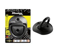 Master Lock 1494EURDPRO Punto de anclaje de acero certificado para montaje en suelo o pared, Negro, 135 x 105 mm