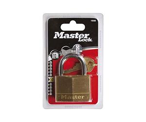 Master Lock 150EURD Candado de Ancho con Cuerpo de Latón Macizo, Dorado, 6.8 x 5 x 1.4 cm