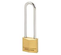 Master Lock 150EURDLJ Candado de Ancho con Cuerpo de Latón Macizo con arco Largo, Dorado, 10.7 x 5 x 1.4 cm