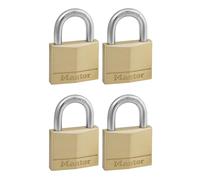 Master Lock 150EURD Lote de 4 Candados de Ancho con Cuerpo de Latón Macizo, Dorado, 6.8 x 5 x 1.4 cm