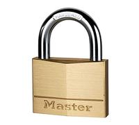 Master Lock 160EURD Candado de Ancho con Cuerpo de Latón Macizo, Dorado, 8.2 x 6 x 1.4 cm
