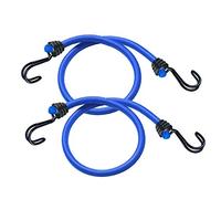 Master lock 3017E Cuerdas elásticas con Ganchos, Paquete de 2 Tensores, Gancho Invertido, Óptimo para Sujetar Cargas Pequeñas, Camping, Mudanzas, Negro/Azul, 120 cm