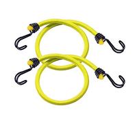 Master Lock 3022EURDAT Cuerdas elásticas con Ganchos, Paquete de 2 Tensores, Gancho Invertido, óptimo para Sujetar Cargas Pequeñas, Camping, Mudanzas, Amarillo, 100 cm