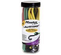 Master Lock 3040EURDAT Cuerdas elásticas con Ganchos Invertidos, óptimo para Sujetar Cargas Pequeñas, Camping, Mudanzas, Paquete de 6 Tensores, 2 x 60 cm + 2 x 80 cm + 2 x 100 cm