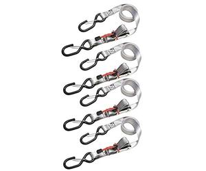 Master Lock 3062EURDAT Cinchas de Amarre con Trinquete y Ganchos, Envase de 4, Gris, 1.80 m x 25 mm