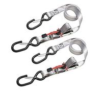 Master Lock 3113EURDAT Cinchas de Amarre con Trinquete y Ganchos, Envase de 2, Gris, 1.80 m x 25 mm