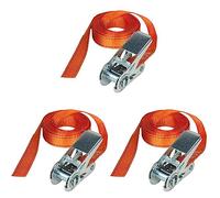 Master Lock 3223EURDAT Fast Link Cinchas de Amarre con Trinquete, Naranja, 5 m x 25 mm (Paquete de 3)