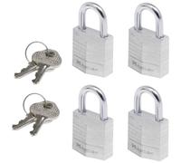 MASTER LOCK Mini Candado, Llave], Lote de 4], Paquete Familiar, 9120EURQNOP adecuado para Maleta, Valija, Taquilla