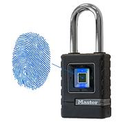 Master Lock 4901EURDLHCC Candado biométrico de alta resistencia Impermeable, Cerradura con huella dactilar y candado direccional de seguridad, Arco largo, Adecuado para aplicaciones de exterior