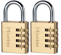 Master Lock 604EURD Candado con Combinación Personalizable de Aluminio Macizo, Dorado, 8.1 x 4 x 1,8 cm (Paquete de 2)
