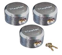 Master Lock 6271KA - Paquete de 3 candados ProSeries de 2-7/8 pulgadas con grillete oculto reforzado con llave similar a la llave, cromado