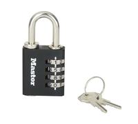 Master Lock 7641EURDBLK Candado de combinación con llave de repuesto - uso en interiores, 78 x 40 x 16 mm
