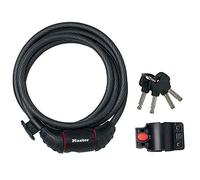 Master Lock 8130EURDPRO Candado Bicicleta, Cable Llave Flexible Montaje Exterior, óptimo para Bicicleta, Monopatín, Paseante, Cortacésped y Otro Equipo, Negro, 1.8 m