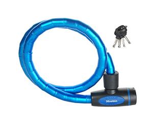 Master Lock 8228EURDPROBLU Candado, 1 m Cable, Llave, Exterior, Azul, para Bicicleta, Monopatín, Paseante, Cortacésped y Otro Equipo, Unisex-Adult