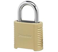 Master Lock 875D - Cerradura de combinación para exteriores, acabado en latón, 5 cm de ancho