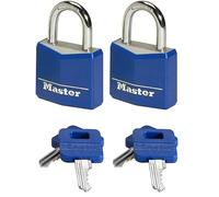 Master Lock 9131EURDCOL Candado con Llave con cuerpo de aluminio macizo revestido, Color Aleatorio, 3 x 5.2 x 1.6 cm (Paquete de 2)