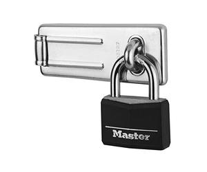 Master Lock 9140703EURDBLK Set de Portacandado y Candado con Llaves, 89mm