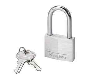 Master Lock 9140EURDLFCC Candado con Llave con cuerpo de aluminio macizo y arco mediano, Negro, 4 x 7.6 x 1.3 cm