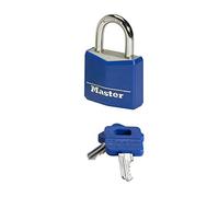 Master Lock 9141EURDCOL Candado con Llave con cuerpo de aluminio macizo revestido, Color Aleatorio, 4 x 5,9 x 1,3 cm