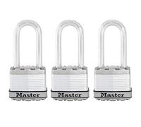 MASTER LOCK Candado Alta Seguridad [Llaves] [Acero Laminado] [Exterior] [Arco M] M1EURTRILH - Ideal para Portales, Garages, Sótanos, Plata, 45 x 51 mm