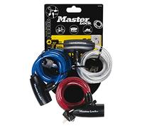 Master Lock Candado Bicicleta [1,8 M Cable] [Llave] [Exterior] [Paquete Familiar - 3 Antirrobos] 812, Con De Acero Trenzado Unisex, Multicolor, 23.0 Cm X 16.6 Cm X 5.6 Cm