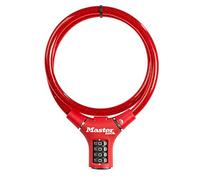 MASTER LOCK Candado Bicicleta, 90 cm Cable, Combinación, Exterior, Rojo 8229EURDPRORED, para Bicicleta, Monopatín, Paseante, Cortacésped y Otro Equipo