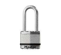Master Lock M1EURDLH Candado Seguridad Llaves Acero Laminado Exterior, Arco Largo, Adecuado para Portales, Garages, Sótanos