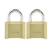 Master Lock Cerradura de combinación, candado para interiores y exteriores, cerradura de combinación reajustable, paquete de 2, 175EC2, oro
