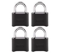 Master Lock Cerradura de combinación, configura tu propio candado de combinación, cerradura de interior y exterior, cerradura de código resistente a la intemperie, paquete de 4, 178EC4, negro