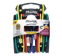 Master Lock 3043EURDAT Cuerdas elásticas con Ganchos Invertidos, óptimo para Sujetar Cargas Pequeñas,Camping,Mudanzas,Paquete de 10 Tensores, 2 x 25 cm + 2 x 45 cm + 2 x 60 cm + 2 x 80 cm + 2 x 100 cm