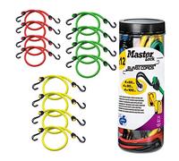 MASTER LOCK Cuerdas elásticas con Ganchos [Paquete de 12 Tensores] [4*60 cm + 4*80 cm + 4*100 cm] [Gancho Invertido] 3107EURDAT - Ideal para Sujetar Cargas Pequeñas, Camping, Mudanzas
